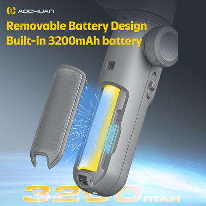 AOCHUAN Xpro Gimbal Stabilizer Dimensional Stability Anti-shake Can Be Handheld Desktop Tripod Reverse Charging Photography Mode with Fill Light LED Display Remote Control Face Follow Body Follow Gesture Control Self-timer VL