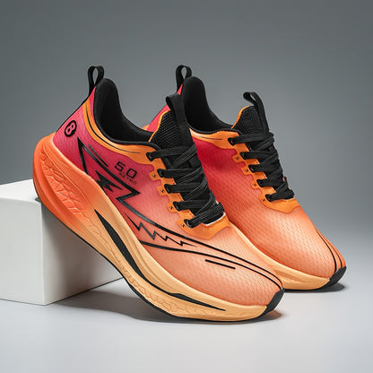 Men'S Lightweight Running Shoes - Gradient Color Athletic Sneakers (Turquoise to Yellow), Breathable Cushioned EVA/TPR Sole, Lace-Up Gym Shoes for Jogging, Training, Everyday - All-Season Performance Footwear with Non-Slip TP