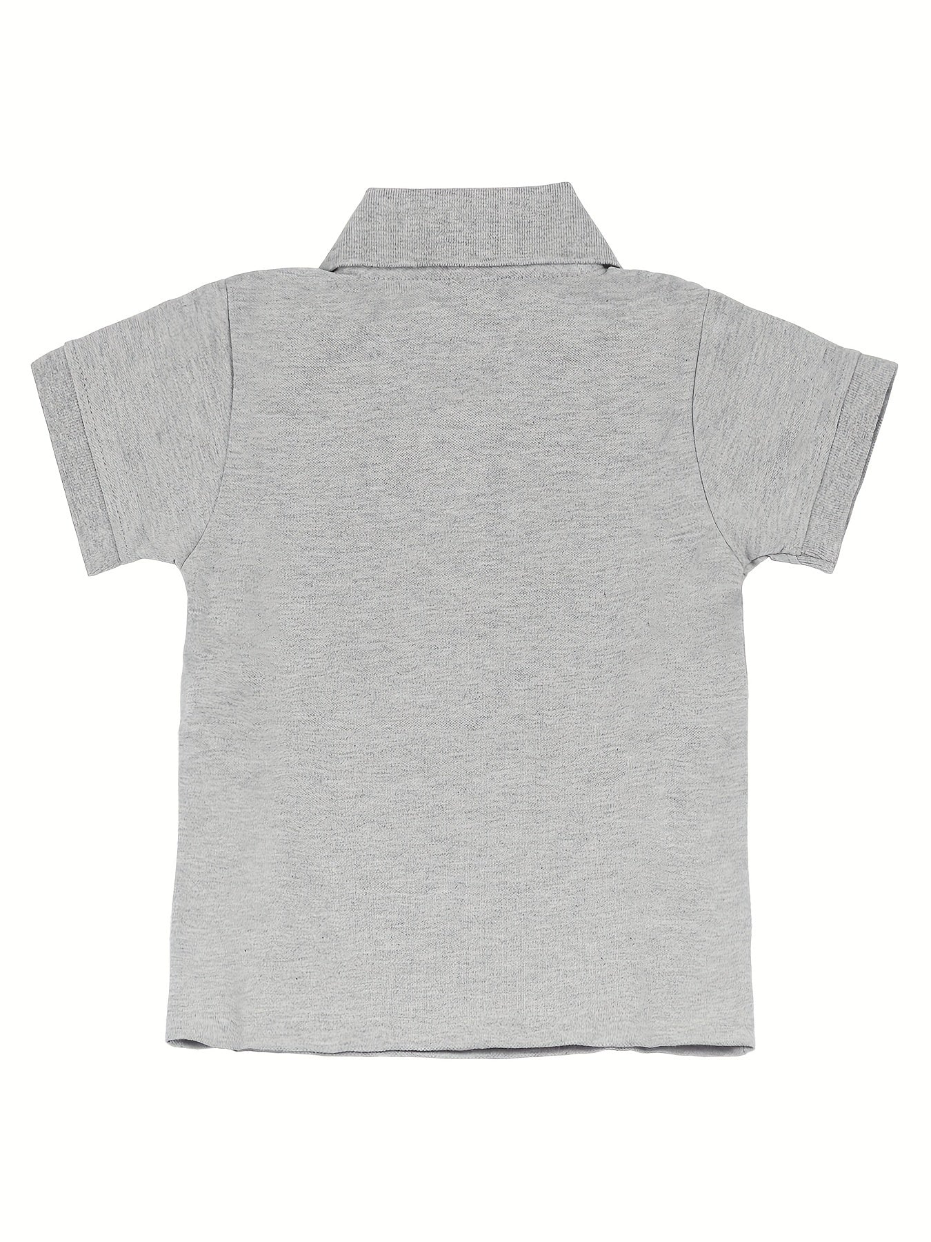 Camisa casual de criança com lapela, t-shirt de manga curta para menino, roupa infantil confortável e respirável.