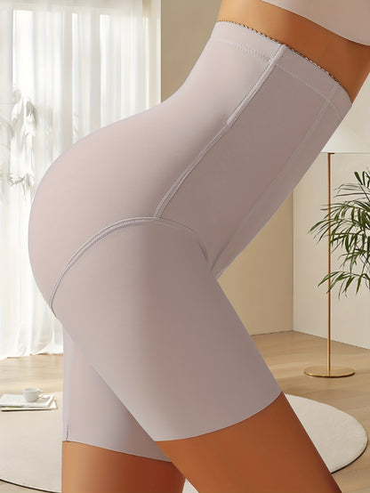 Women's High-Waisted Compression Shorts with Zipper Closure - Ice Sliky Fiber Fabric Tummy Control Butt Lifter, Asymmetrical Design for Natural Uplift & Breathable Comfort, Solid Black