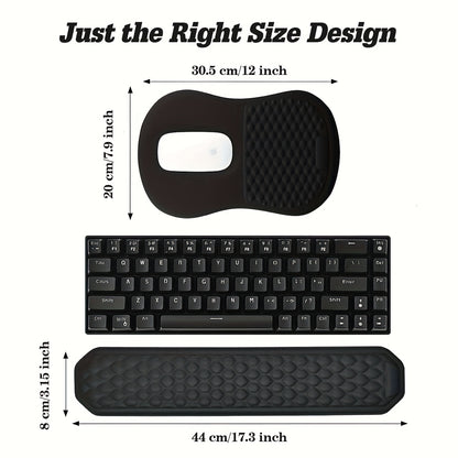 Ergonomic Memory Foam & Non-Slip Mouse Pad with Wrist Rest - Massage Design for Pain Relief, Comfortable Wrist & -Skid Base, Office/Gaming Desk for Computer, PC, Laptop, Remote Work - Accessory for Hand