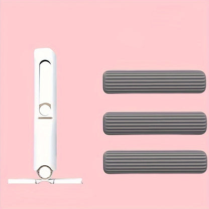 4pcs/1 Set Mini Mop with Self-Squeezing Mechanism - Portable, White Synthetic Fiber Cleaning Tool, Suitable for Home, Living Room, Bedroom, Furniture and Window Cleaning, Window Cleaning Tool | Modern Mini Mop | Compact Desig