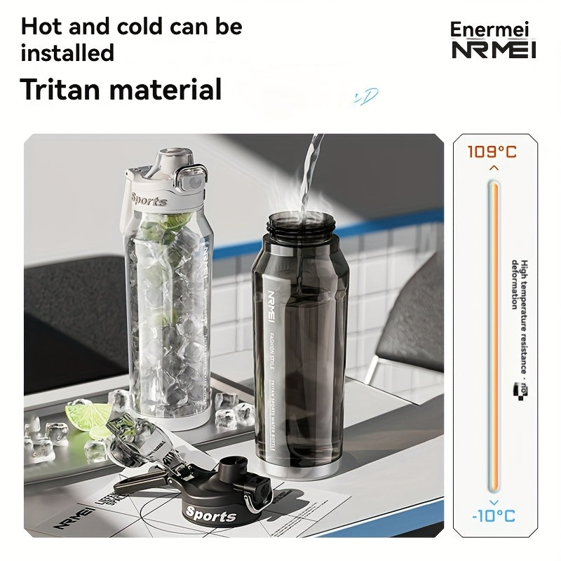 Garrafa de água desportiva NRMEi com palhinha, tampa flip-top e pega portátil - Design durável, resistente a impactos e antiderrapante para ginásio, atividades ao ar livre e hidratação. Acabamento brilhante e elegante. Material livre de BPA.