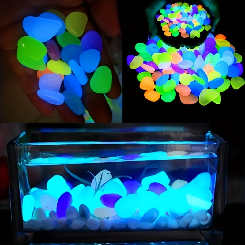 100pcs/500pcs Outdoor Luminous Miniature Pebbles, Garden Potted Mini Garden Accessories, Garden Decoration, Garden Supplies, Wedding Party Decoration, Festival Supplies, Garden Aquarium Dark Glow-in-the Dark Luminous Stone! (