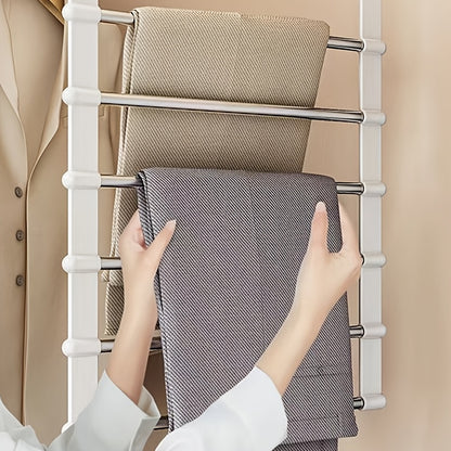 3pcs Space-Saving Foldable Stainless Steel Pants Rack - Rust-Resistant Wardrobe Organizer for Jeans, Leggings & Pants - Durable Plastic Hangers with Multiple Hooks, Ideal for Home & Retail Use, Clothes Organizer Storage