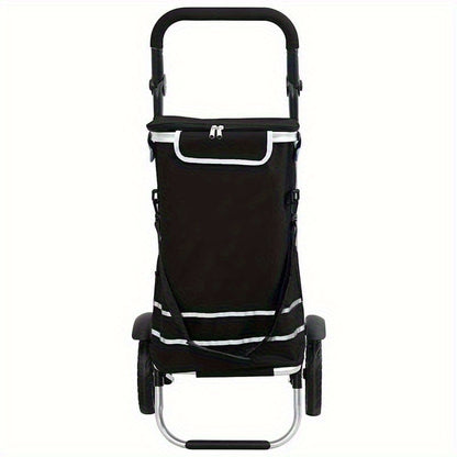 Outdoor shopping cart, shopping trolley with wheels and adjustable handle, black, 40L, durable and suitable for outdoor use, Shopping Trolley with Wheels And Bag, Large Shopping Cart with Wheels, Trolley Bags for Shopping, Fo