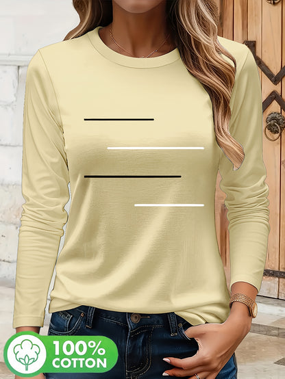 Simple Black and White Parallel Stripe Pattern Print T-Shirt, Suitable for Family Travel, Vacation, Casual, Parent- Matching Tee 9734