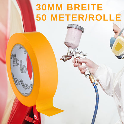 20pcs Orange Painter's Tape, 30mm x 50m - Removable Adhesive for Walls, Automotive, and Home Decoration, No Solvents Needed, Strong Bonding for Concrete Surfaces, Wall Adhesive | Consistent Width | Strong Adhesive