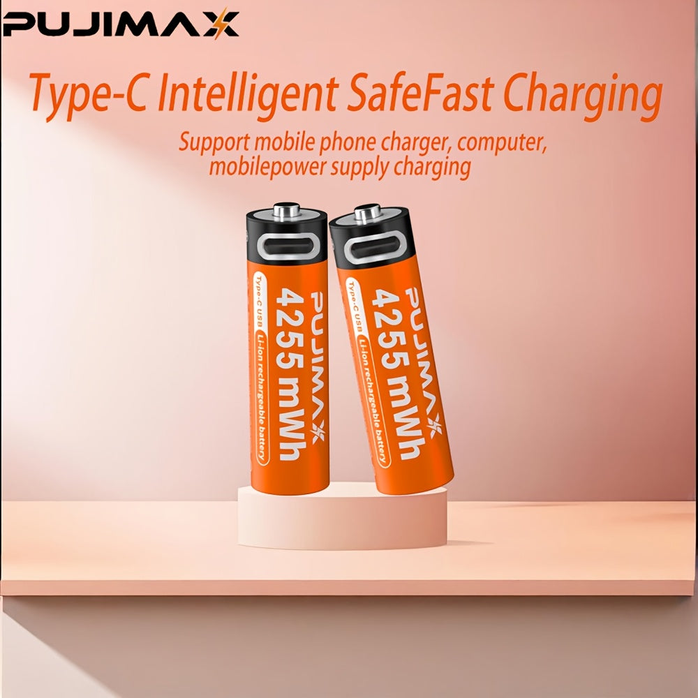 Pacote combinado de pilhas de lítio recarregáveis ​​​​PUJIMAX AA4255mWh + AAA1100mAh, 1,5V, 2+2/4+4/8+8 unidades, compatíveis com 90% dos dispositivos eletrónicos, duráveis ​​e de longa duração, com baixo consumo de energia.