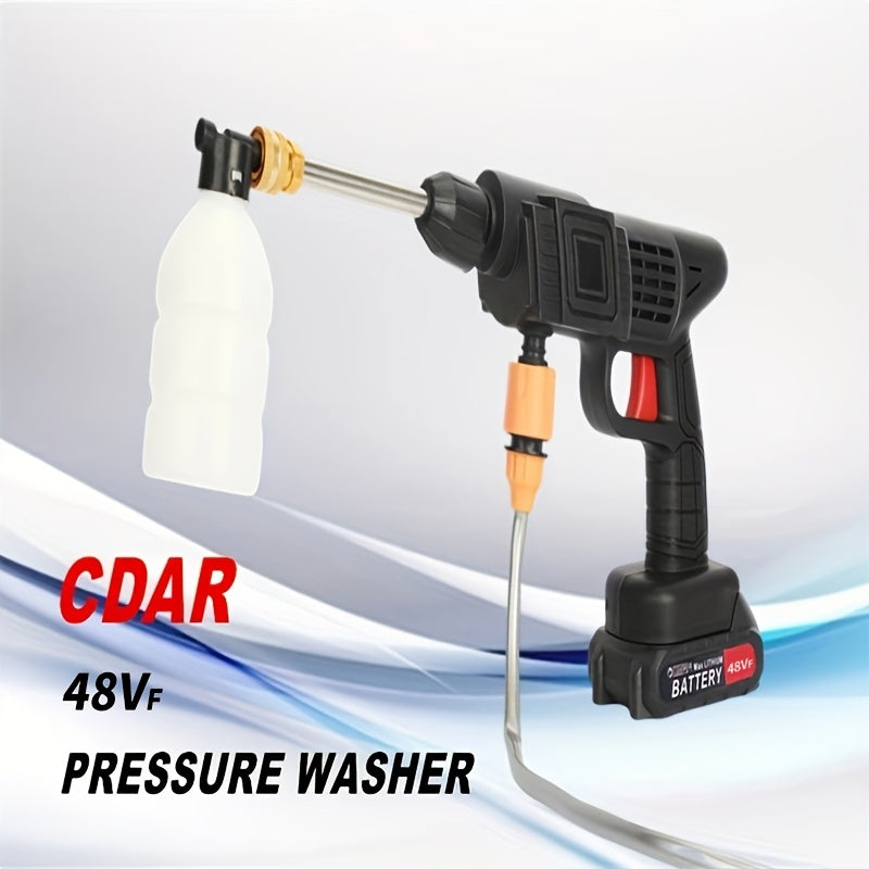 Portable charging car wash tool, freeing from the restriction of water tap, can be used as long as there is a water source. Powerful, suitable for car washing, garden watering, home floor cleaning, and extremely convenient fo