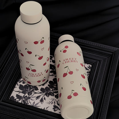 Cherry Heart Series 500ml/17oz Stainless Steel Insulated Tumbler - Double-Wall Vacuum Travel Mug for Hot and Cold Beverages, Ideal for Gym, Outdoor Activities, Coffee, Flat Bottom Car Cup, Perfect for Back to School, Birthday
