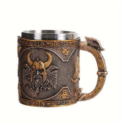 1pc, Medieval Style Beer Mug, Stainless Steel Coffee Mug, Coffee Cups, Vintage Water Cups, Summer Winter Drinkware, Birthday Gifts, Christmas Gifts