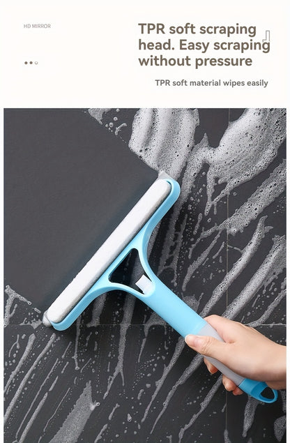 3-In-1 Multi-Functional Glass Cleaning Tool with Sprinkler, Polypropylene (PP) Plastic, for Bathroom, Kitchen, Living Room, Bedroom, Toilet - Efficient Mirror And Window Scraper