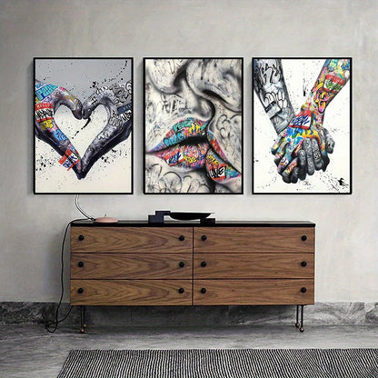 Triple Panel Abstract Art Print L2023-107, Contemporary Style, Frameless Wall Art Decor Set