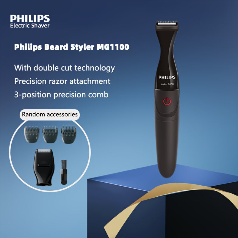 For Philips Multigroom Series 1000 MG1100 Electric Beard Trimmer - Multi-Functional Razor & Sideburn Trimmer with Dual Cut Technology, 3-Position Precision Comb, AA Battery Powered (Batteries Not Included), Ergonomic Design f