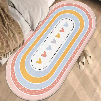 Upgrade Your Bedroom with a Soft and Stylish Oval Long Strip Bedside Mat - Imitation Cashmere Thickened Floor Mat