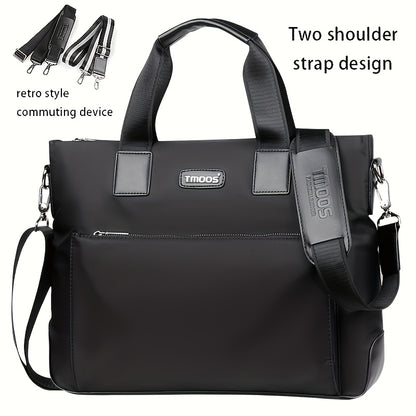 TMOOS Men'S Lightweight Oxford Business Casual Tote Bag - Large Capacity Multi-Compartment, Adjustable Shoulder Strap, Durable & Stylish for Work, Travel, and Everyday Use, Travel Tote Bag, Professional Appearance, Secure Zip