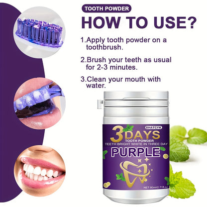 1pc Purple Teeth Whitening Powder, Deep Cleaning Tooth Polish, Tooth Cleaning Powder For Daily Life