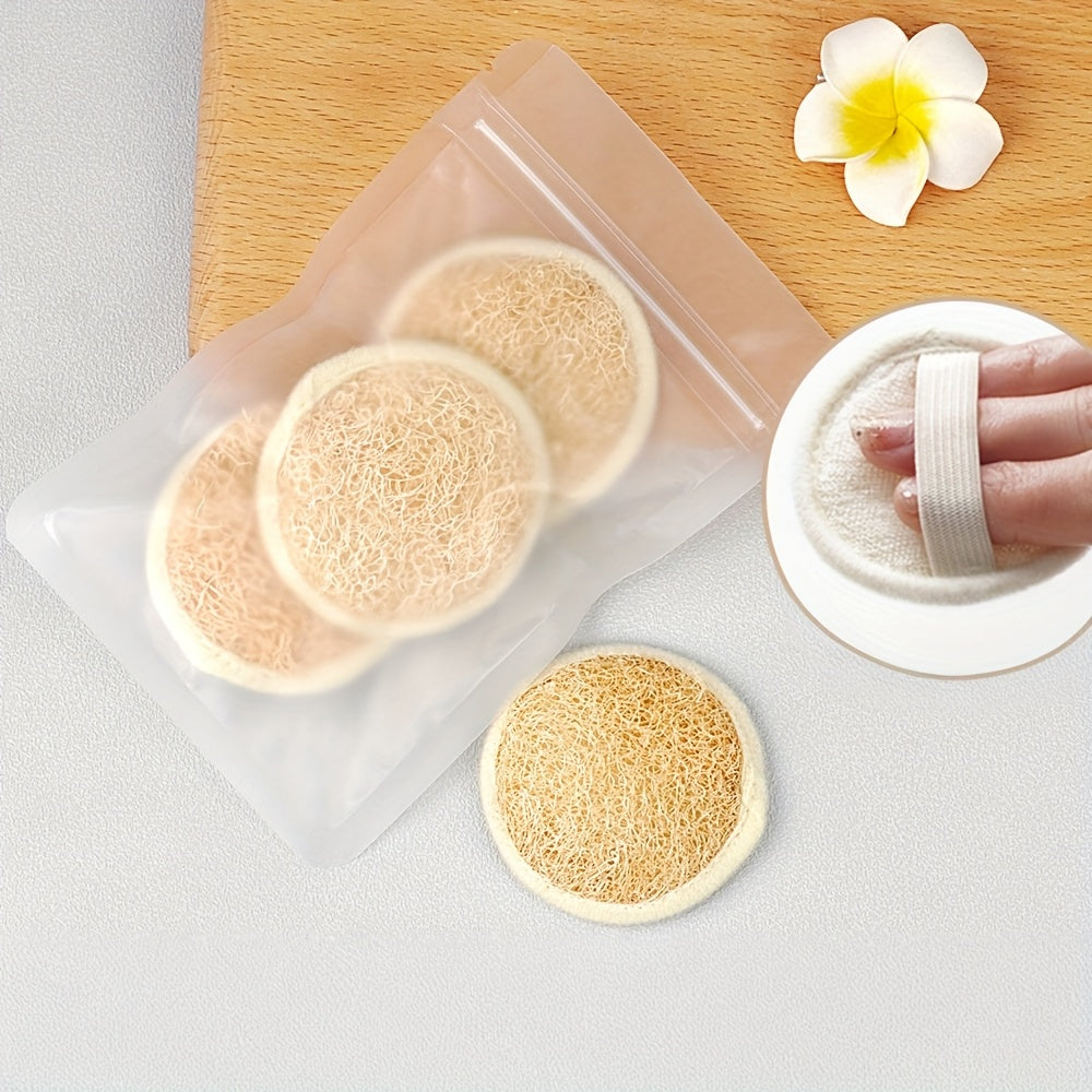 6pcs/10pcs/Bulk Buy Natural Loofah Facial Sponge - Deep Cleanse, Exfoliating Makeup Remover Cleansing Towel