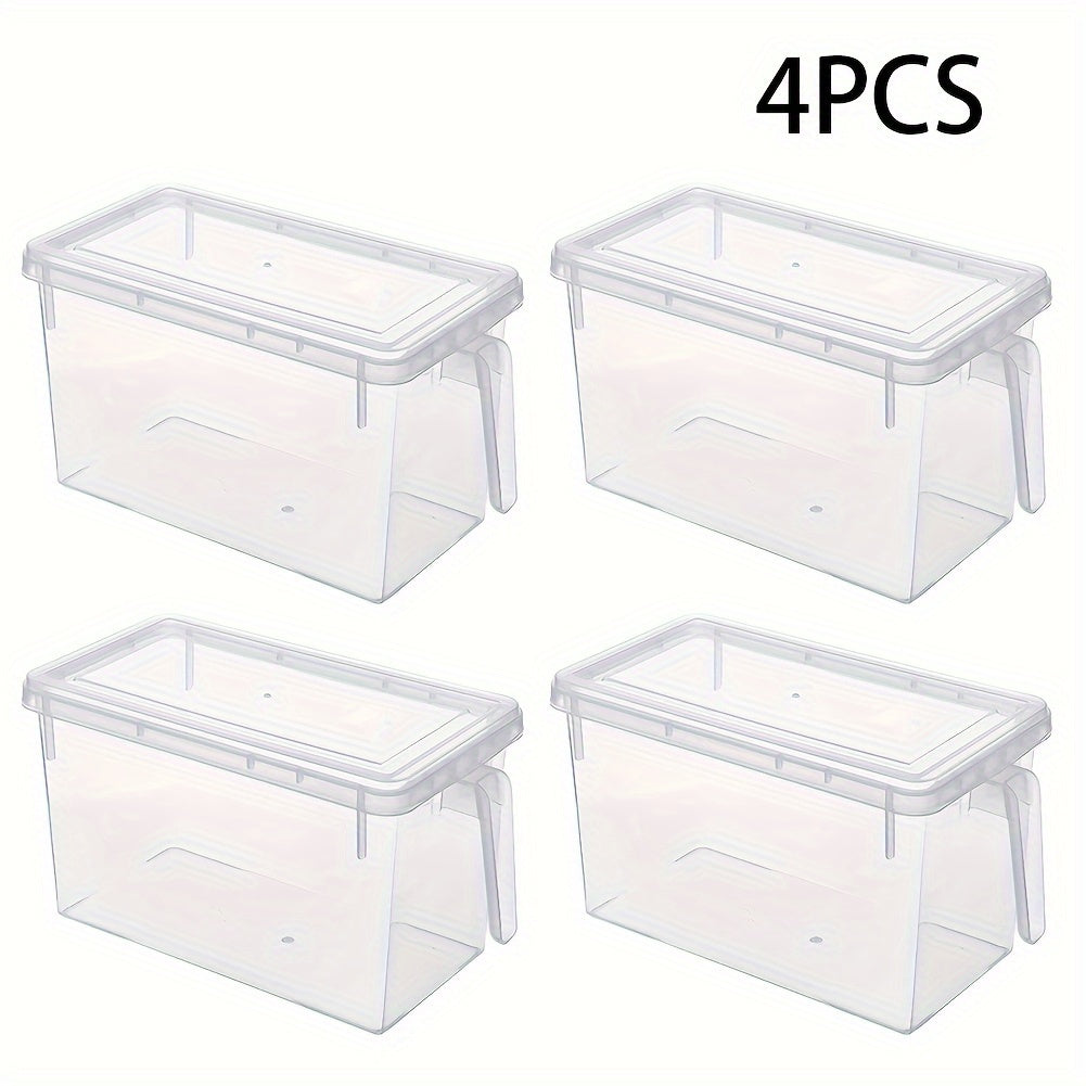 Conjunto de 4 recipientes transparentes para frigorífico com pegas, tampas e cesto para guardar alimentos - Guia de presentes para o Dia dos Namorados