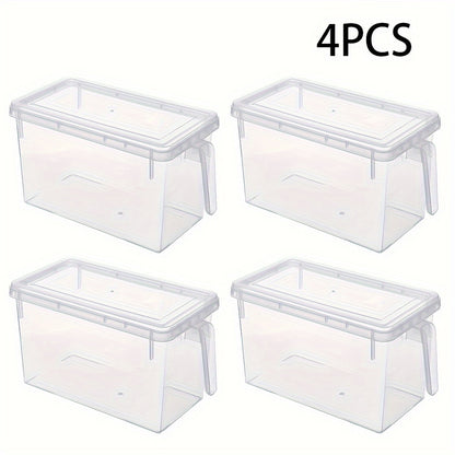 Conjunto de 4 recipientes transparentes para frigorífico com pegas, tampas e cesto para guardar alimentos - Guia de presentes para o Dia dos Namorados
