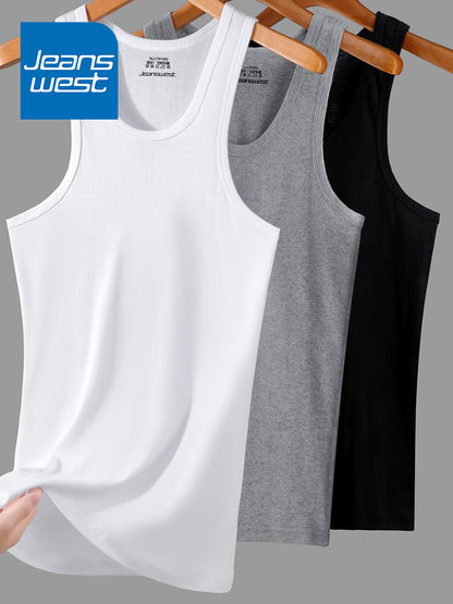 JEANSWEST 5pcs Men'S Tank Tops - Slim Fit Solid Color V-Neck T-Shirts, Breathable Stretch Fabric, Casual & Comfortable for Casual Attire, Solid Color Tank Tops | Vneck Tank Tops | Stretchy Fabric