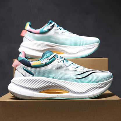 Ténis de corrida versáteis para homem e mulher - Ténis elegantes de cano baixo com fecho de cordões, topo em tecido leve e respirável, sola de borracha para treinos ao ar livre e no ginásio, ideais para corrida matinal e noturna e exercício no parque.