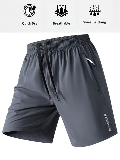 Men's Lightweight Polyester Casual Shorts with Lettering - Breathable Summer Beach & Outdoor Sports Shorts, Regular Fit, Pockets, Hand Wash or Dry Clean, Athletic Leisure Shorts | Modern Casual Shorts | Functional Pockets Des