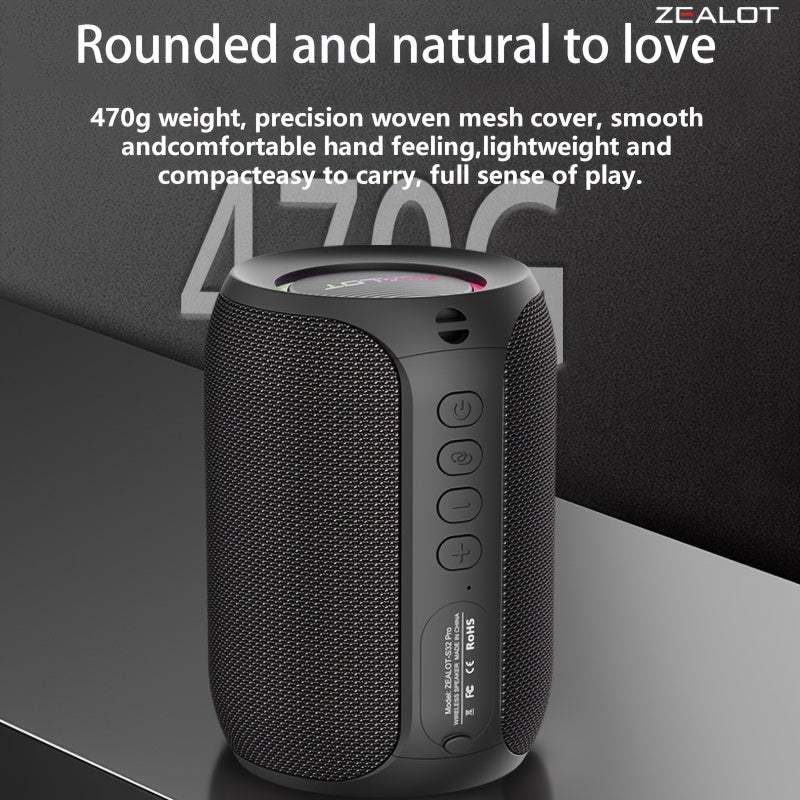 2024 New Style Zealot S32 Pro Wireless Speakers, Featuring Dual Pairing, a 3600Mah Battery, And 12 Hours of Loud Stereo Playtime with Booming Bass, Includes a Type-C Charging Cable for Connection with Mobile Phones, Tablets,