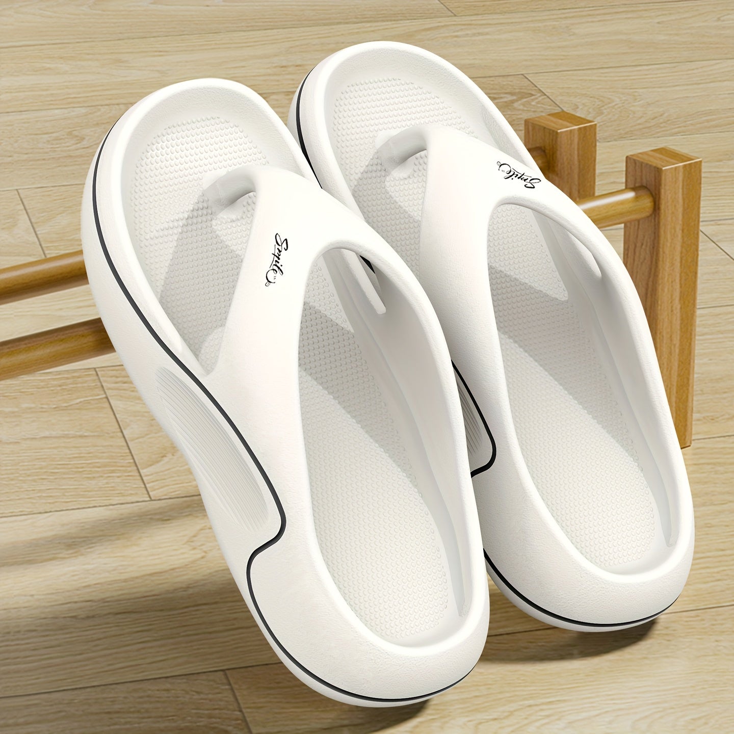 Non-Slip Slip-On Slippers - Heavy-Duty Cushioned EVA Indoor/Outdoor House Shoes, Anti-Slip Sole for Bathroom, Pool, Gym, Patio - Lightweight & Easy-Clean Unisex Adult Slippers (Black) - Ideal for Home, Hotel, Spa Use