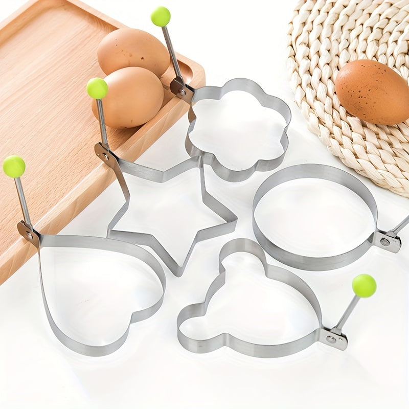 5pcs Stainless Steel Omelet Shaper Fried Egg Mold, Fried Egg Cooking Tools, RV Kitchen Accessories Gadgets