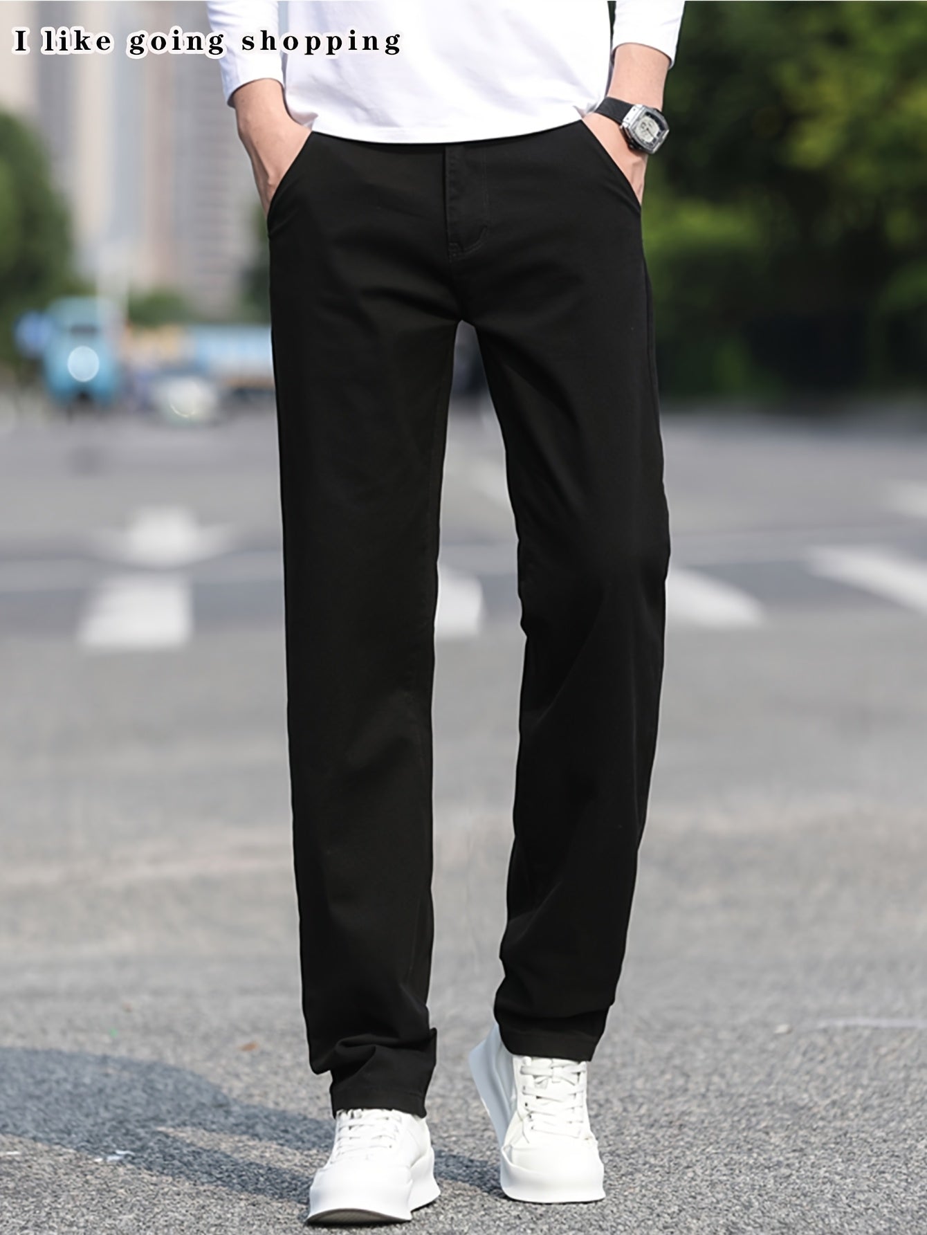 2pcs Men'S Stretch Chino Pants - Straight-Leg Business Casual Trousers with Elastic Waistband, All-Season Formal & Everyday Pants for Office, Meetings, And Casual Attire, Office Wear, Modern Trousers, Comfortable Fit, Versati