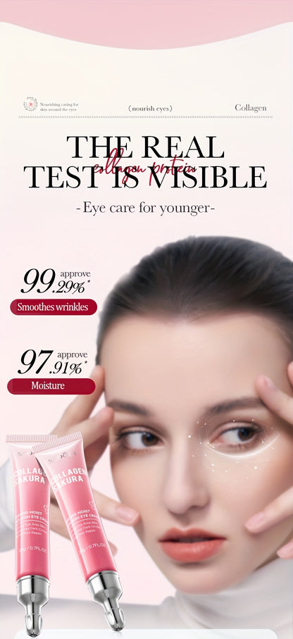 [Top-Rated] Sakura Collagen Eye Cream - 20g, Hydrating & Firming, Reduces Dark Circles & Wrinkles, for All Skin Types, Hypoallergenic with Hyaluronic Acid, Caffeine & Ceramides, Moisturizing & Anti-Aging,, Suitable for Sensit