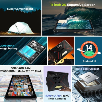 HOTWAV R9 Pro Rugged Tablet Android 14, 11 Inch HD+ Display 20080mAh Tablet, Octa-Core 20GB(14GB Expandable) RAM+256GB ROM+2TB Outdoor Tablet, 64MP+16MP Camera 4G Dual SIM/GPS, Rugged Tablet, Business Tablet, Premium Tablet,
