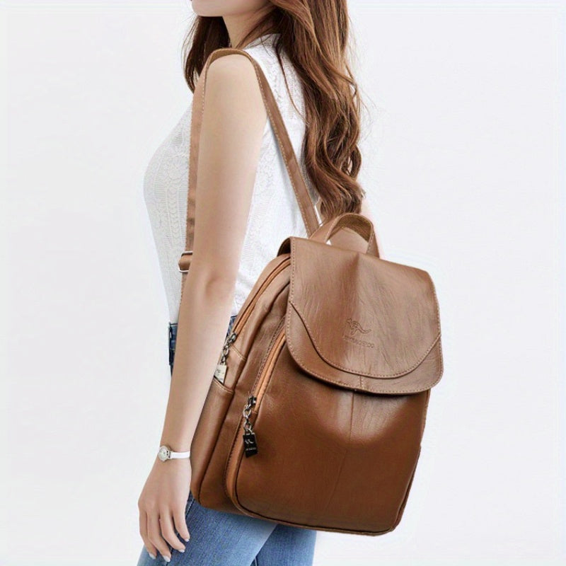 Women's Large Capacity Backpack - Durable Travel Backpack with Multiple Compartments & Adjustable Straps for Commuting, Work, - Available in 7 Colors (Black, Peacock Blue, Brown, Navy, Gray, White, Burgundy), Backpack for Tra