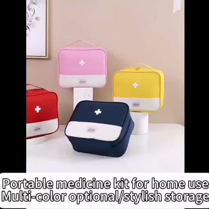 1pc Portable Medical Kit, Household Oxford Cloth First Aid Kit With Zipper, Outdoor Travel Medical Kit, Large Capacity Medicine Storage Bag