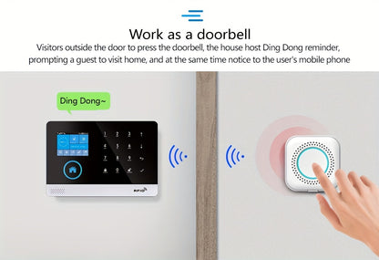 WiFi + GSM Auto-dial Smart Home Security Alarm System 433MHz LCD Display Alarm Panel Door Window Sensor PIR Motion Sensor Kit APP Remote Control Compatible With Alexa Google Home