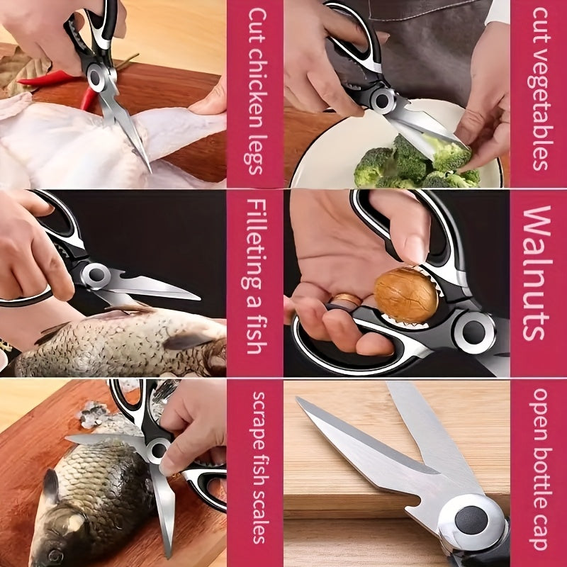 Premium Multi-Purpose Kitchen Scissors for Home Use - Stainless Steel Sharp Food Scissors for Cutting Fish, Meat,, and More,  Rustresistant Blades, Professional Chefs