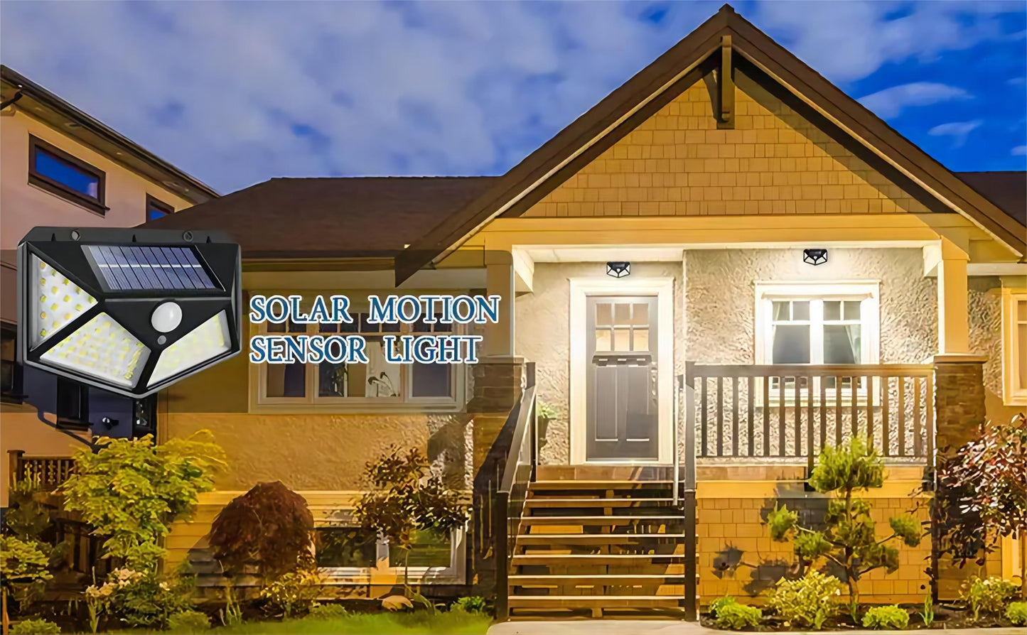 4packs Solar Wall Lights 100 LED Super Energy Saving Lights, Motion Sensor Security Lights, 270° Range Lighting Outdoor Wall Lights, With 3 Modes For Yard Garden Patio Courtyard Fences Driveway Pathway