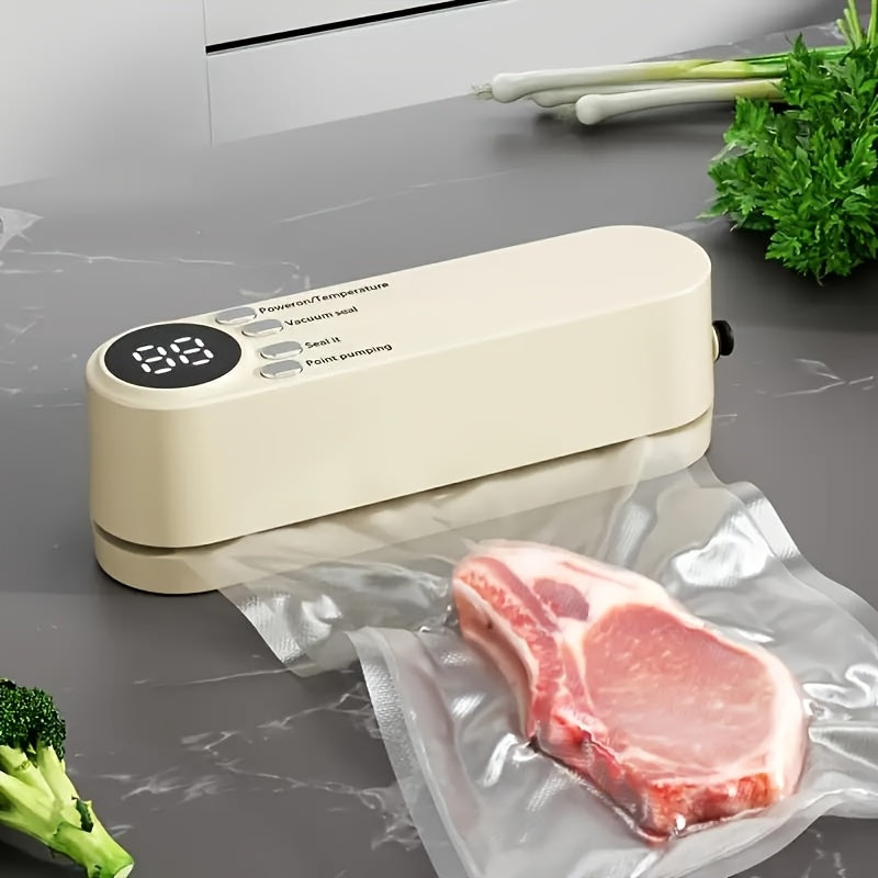 Compact USB Rechargeable Vacuum Sealer Kit with Digital Display - Quick Seal, Includes Pump and Airtight Bags, Perfect for Food Preservation, Snacks, Meats, Fruits, Vegetables - Space-Saving Design, 36V, Food Vacuum Sealer