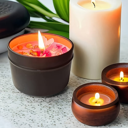 Elegant Lavender Scented Candle in Black Tin - Aesthetic Purple Crystals & Petals Design, Soft Fragrance Natural Soy Wax - Ideal for Relaxation & Home Decor, Perfect Women's Gift, Relaxation Candle|Spa Atmosphere Candle|Black