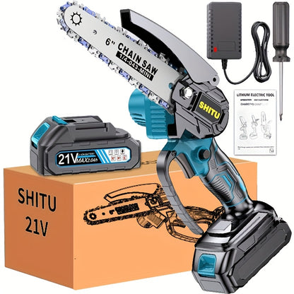 2025 new mini chainsaw wireless, lightweight and portable handheld electric tree cutting machine, equipped with splash guard, safety lock, rechargeable battery and safe trimming, can quickly cut tree branches, yards, homes an