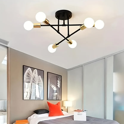 A Modern Artificial Satellite Chandelier with 6 Light Ceiling Fixtures, Featuring E27/E26 Bulb Sockets, Suitable for Bedrooms, Dining Rooms, Kitchens, And Offices.