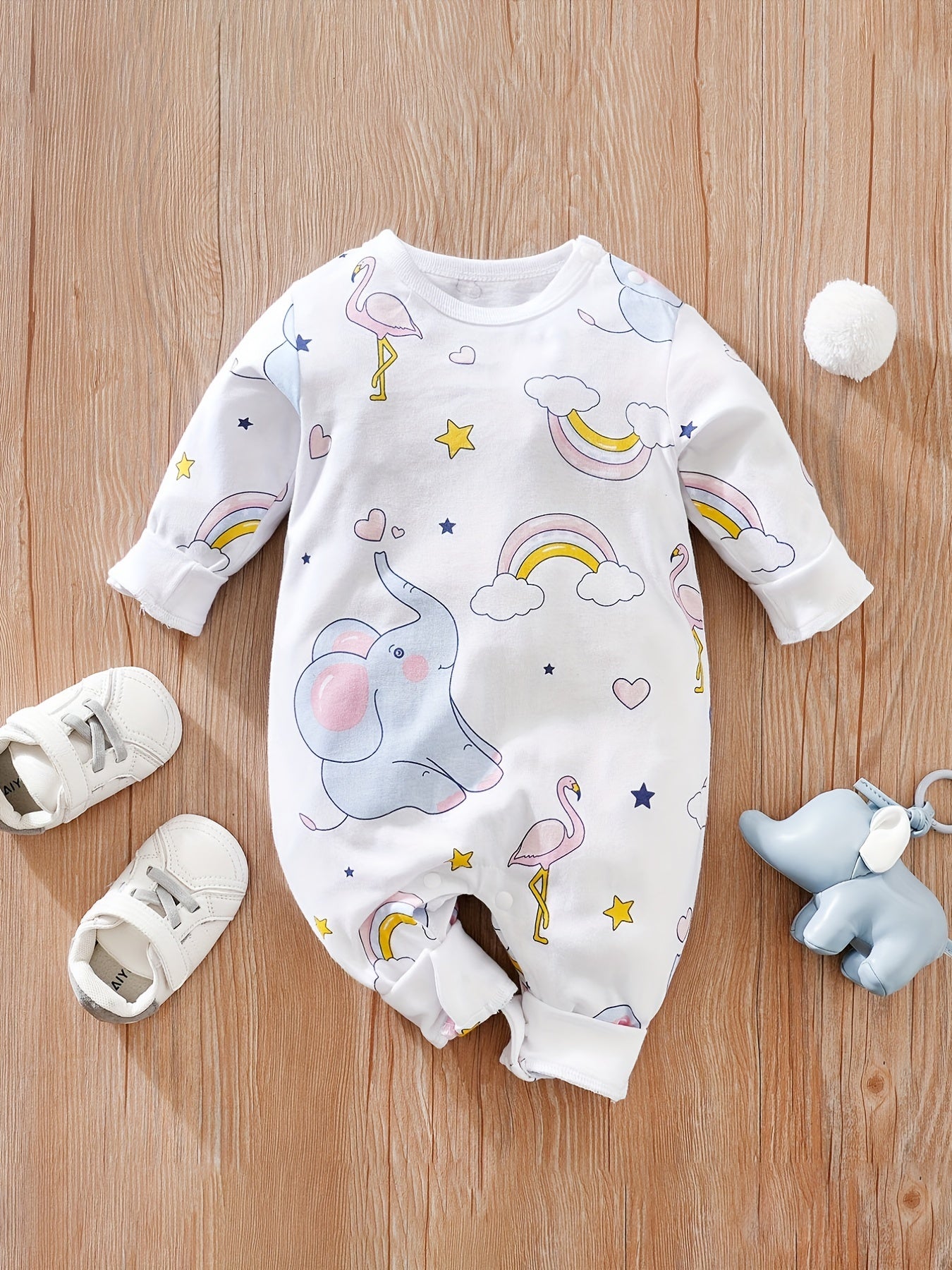 Baby Cute Cartoon Koala Long Sleeve Crew Neck Rompers