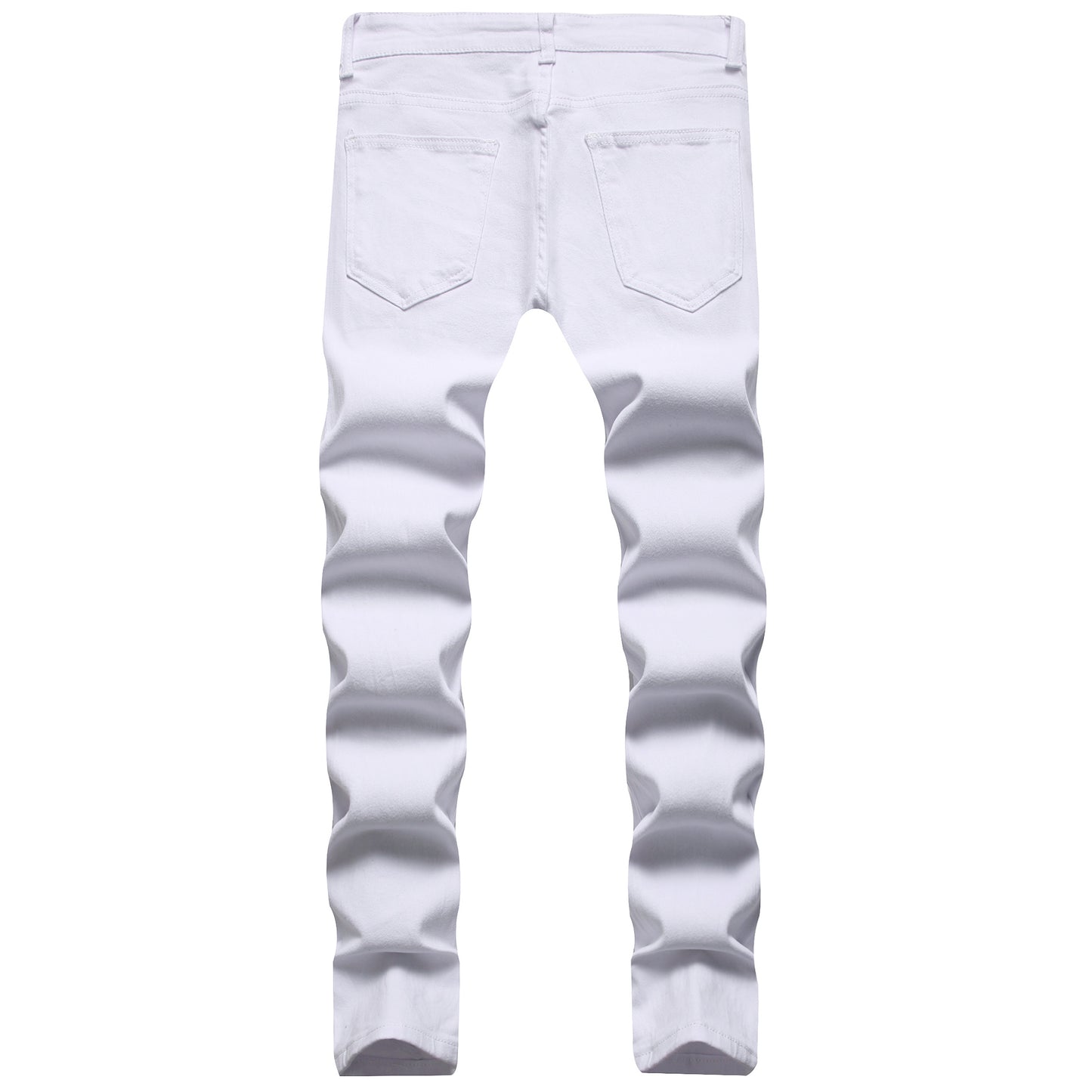 Men Fashion White Ripped Distressed Destroyed Washed Denim Jeans Ripped Slim Fit Wild Jeans White Denim Pants