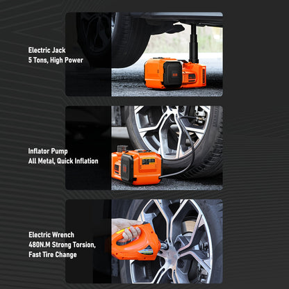 Electric Car Jack, 5 Ton/4999.95 KG Hydraulic Jack Lift with LED Light for SUV MPV Sedan Truck Change Tires Garage Repair,  Vehicle Maintenance, Portable Jack, Heavyduty Material, Lifting Equipment, Diy Auto Repair, Car Owner