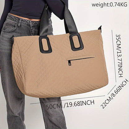 WEIXIER Spacious Multi-Pocket Travel Tote - Durable, Lightweight Women's Handbag for Weekend Getaways & Daily Use - Available in Coffee, White, Black