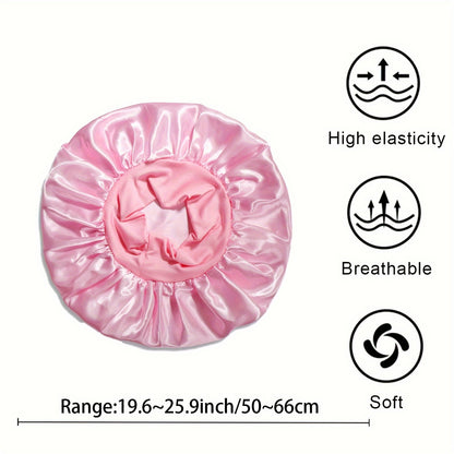 Women'S Satin Bonnet 2023, Elastic Band Hair Hat for Curling and Straight Hair, Wide Brim Sleep Cap, Bath Cap, Dry Hair Cover, 100% Polyester, Oil-Free, Comfortable Fit