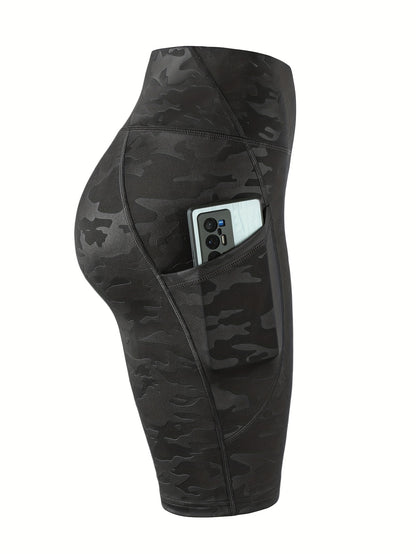 4pcs Women'S High-Waist Camouflage Print Leggings - Stretchy, Breathable Activewear with Pockets for Running, Fitness, Yoga - Spring/Summer/Fall Outdoor Pants, High Waisted Legging