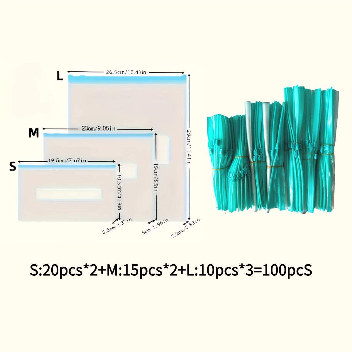 100pcs Reusable Zipper Storage Bags - Multi-Purpose Transparent Food Freshness Bags, Suitable for Fruits, Grains, Vegetables, and Meat - Essential Kitchen Organizer & Produce Bags, Pantry Essentials, Food Preservation, Compac